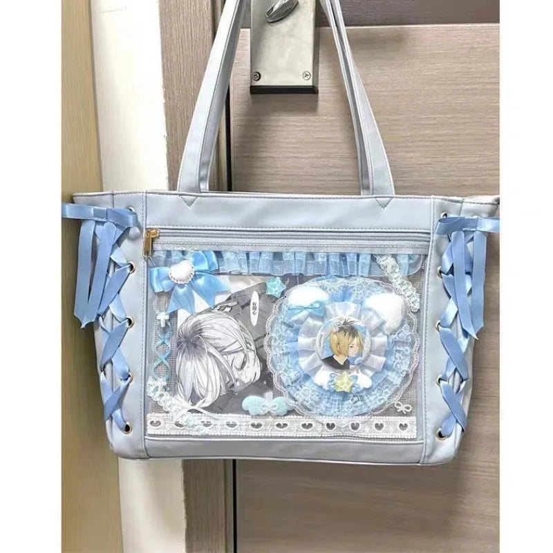 Japanese Style Blue Shoulder Bag