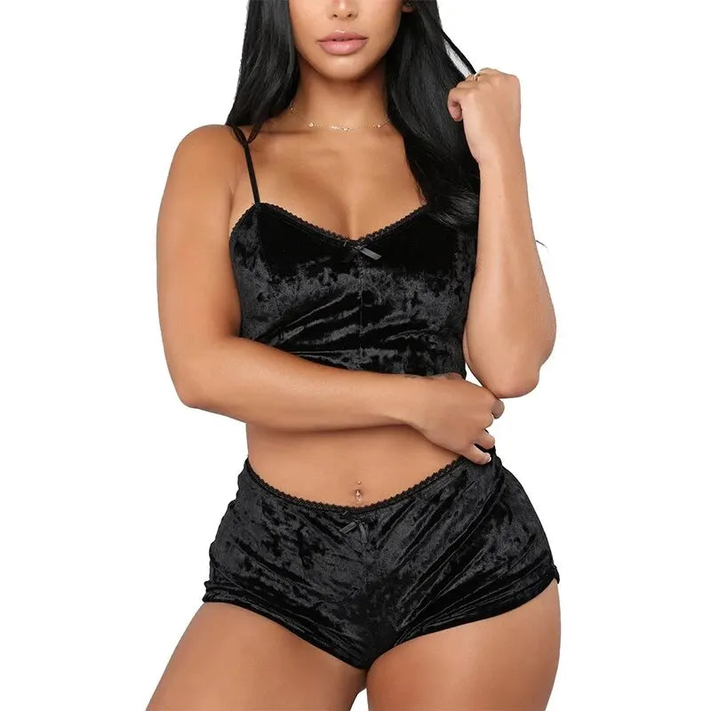 Strappy Velvet Pajama Set