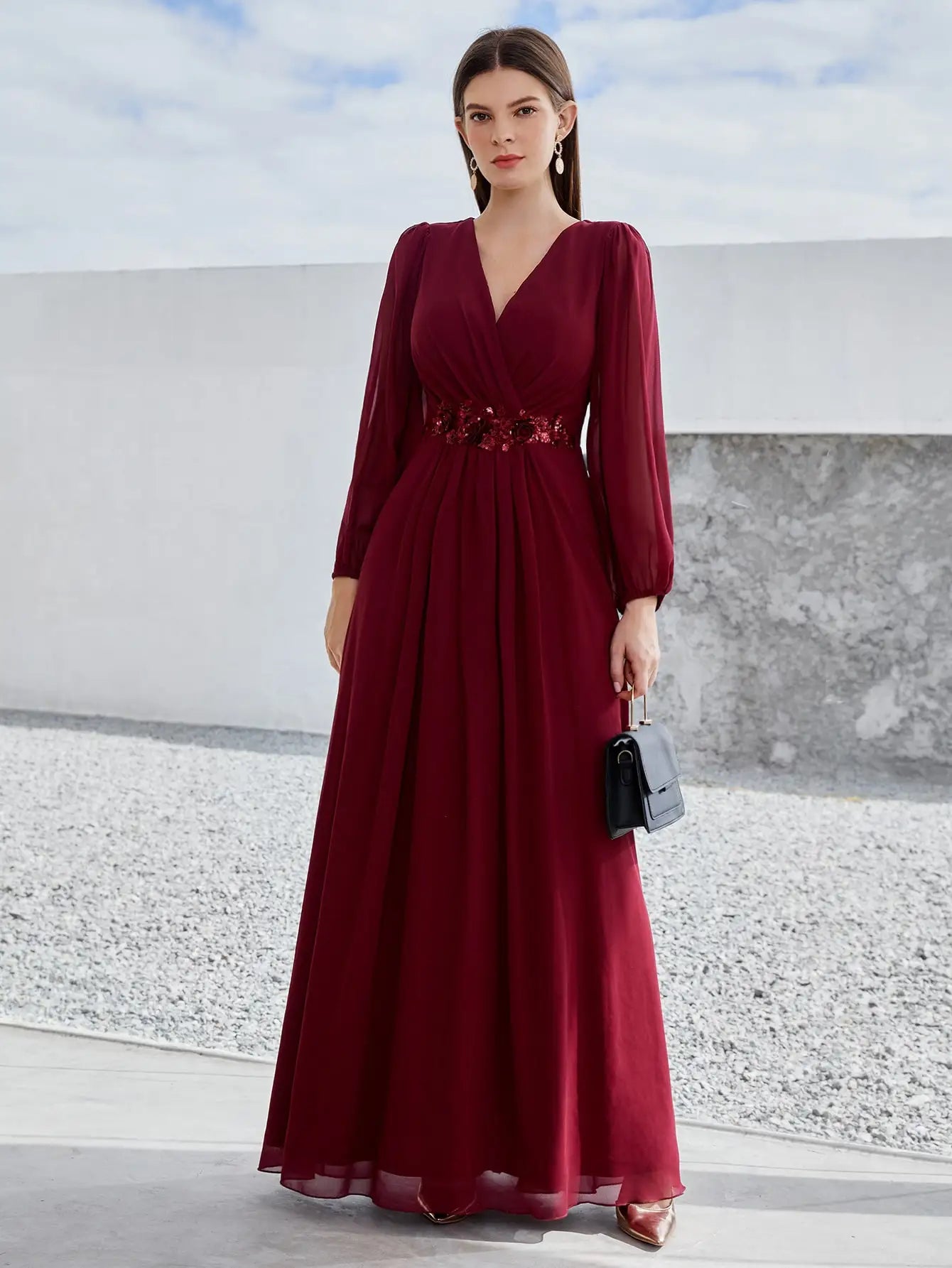 Extra long chiffon Evening gown