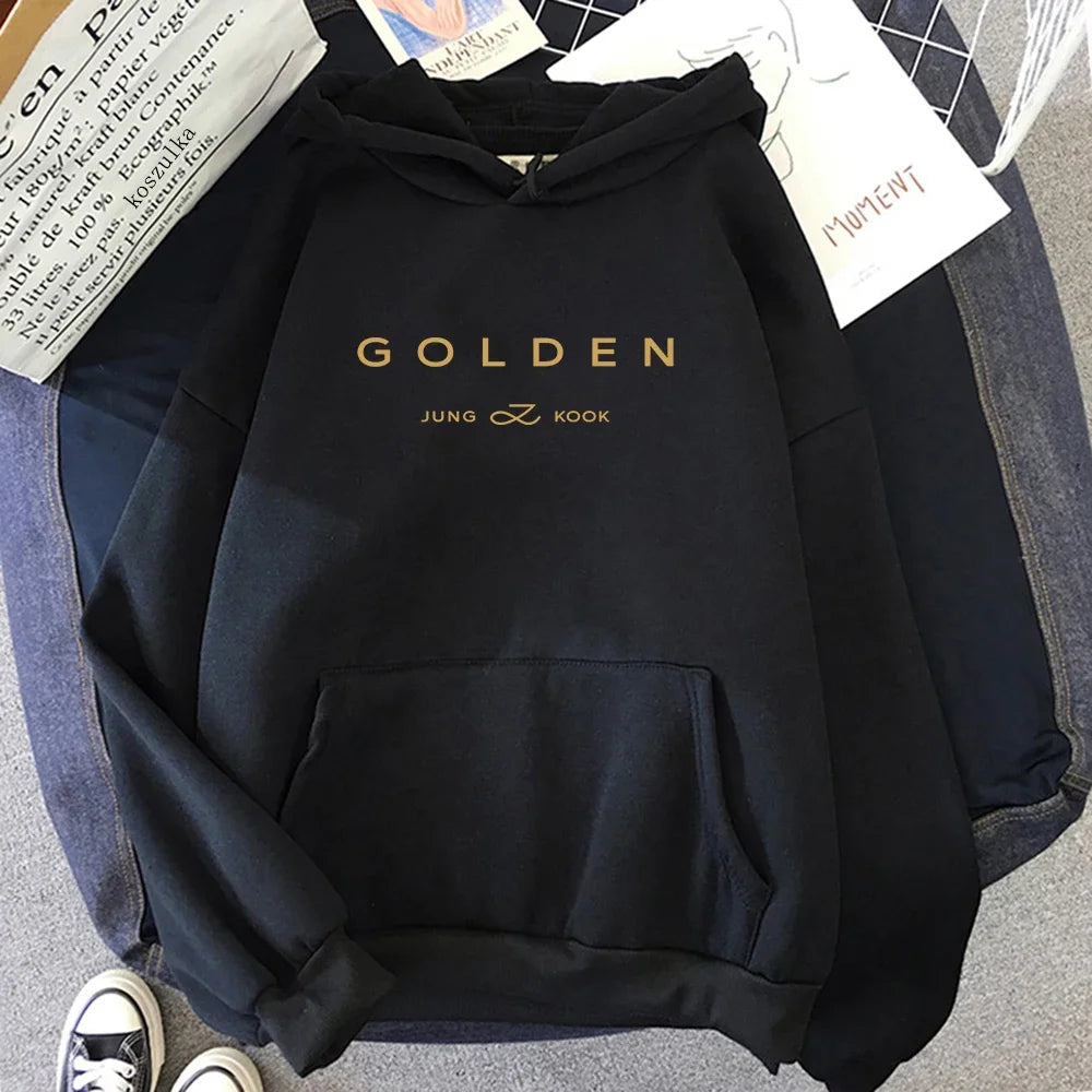 Letter Print Golden Pullovers Sweatshirts