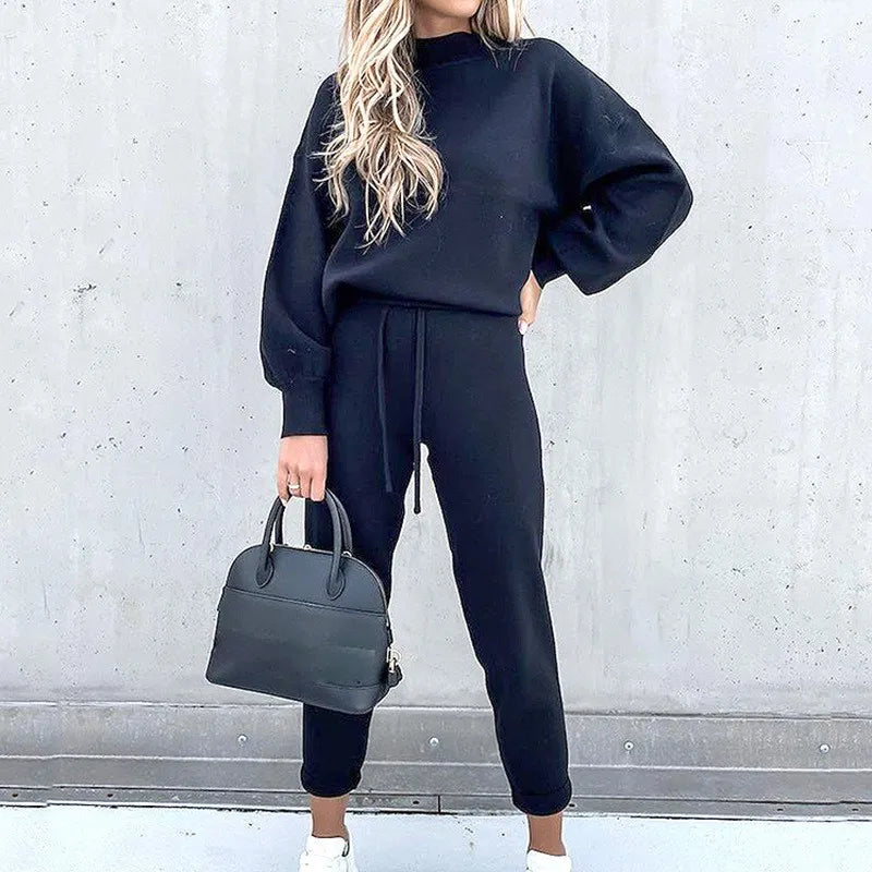 2 Piece Suit Long Sleeve Wide Leg Pants Streetwear