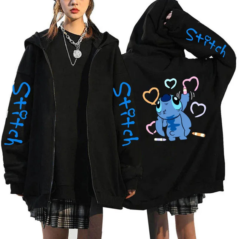 Zipper Disney Stitch Zip Up Hoodies