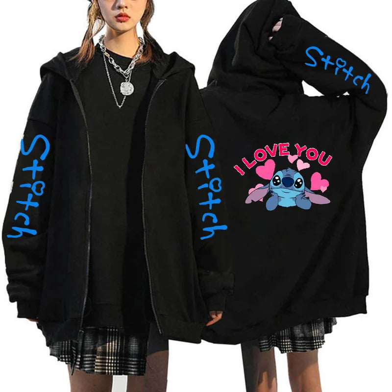 Zipper Disney Stitch Zip Up Hoodies
