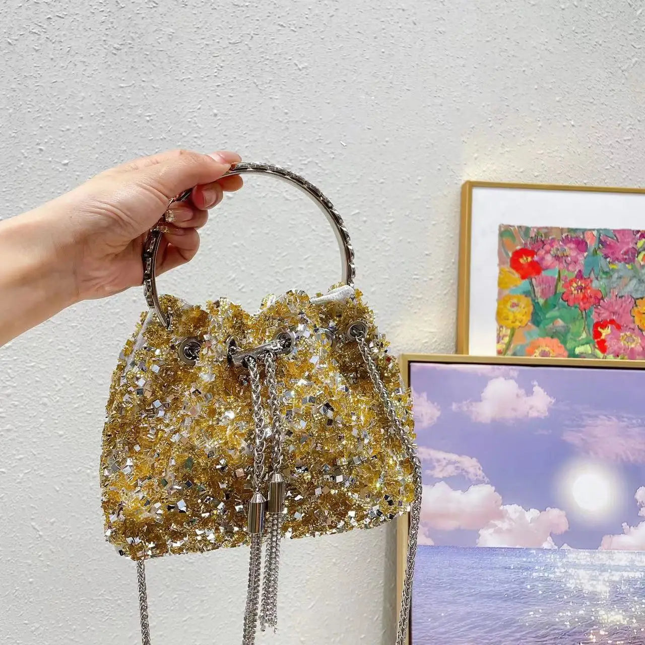 Luxury Designer Colorful Stones Evening Clutch Bag