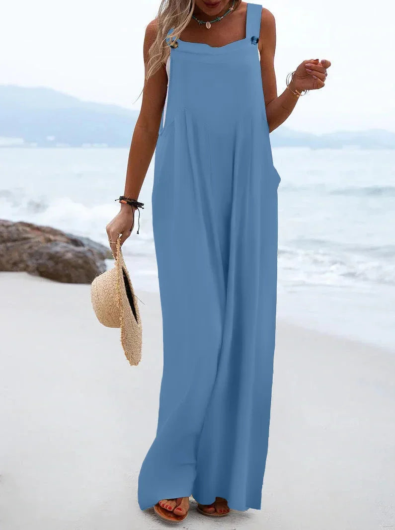 Solid Color Wide Leg Jumpsuit