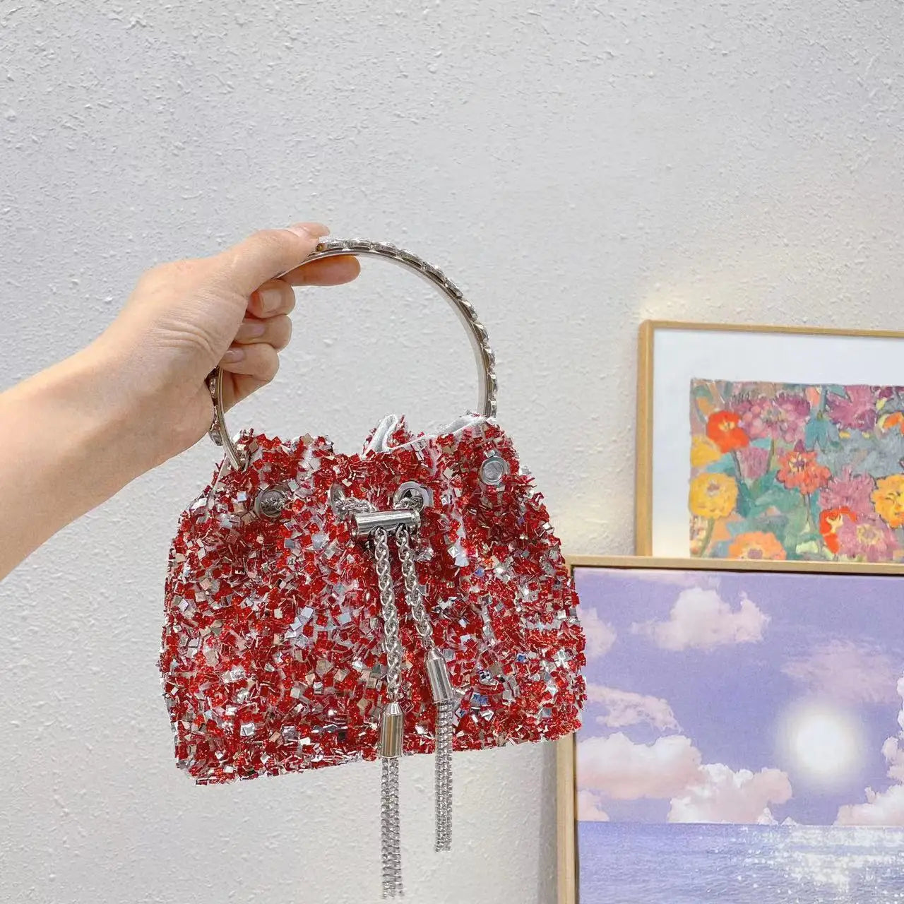 Luxury Designer Colorful Stones Evening Clutch Bag