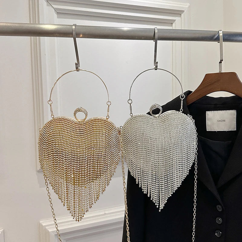 Partywear Handmade Diamond Heart Handbag