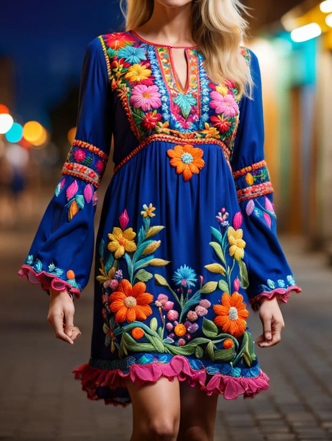 Autumn Boho Holiday Beach Mini Dress