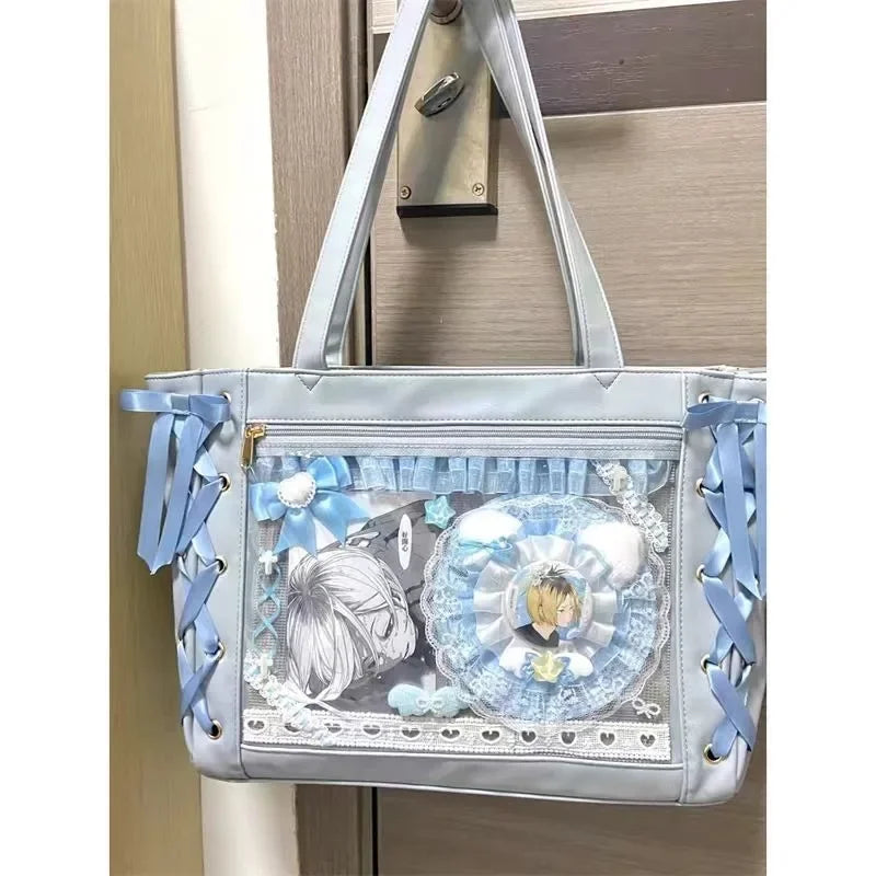 Japanese Style Blue Shoulder Bag