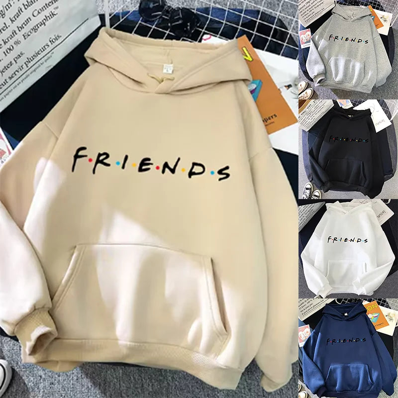 Friends Print Hoodie Long Sleeve Pullover