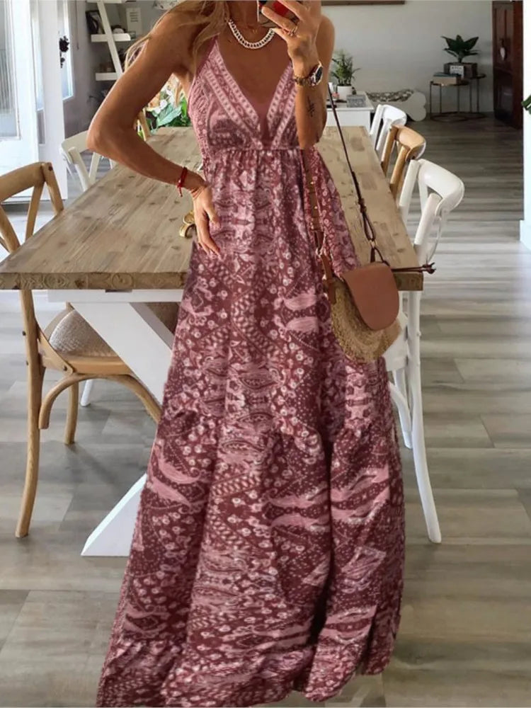 Boho Vintage Loose Maxi Dress