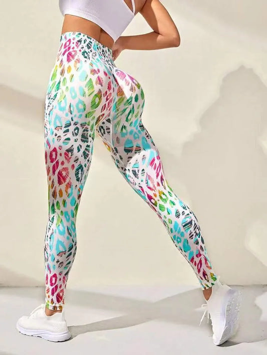 3D Print Tie Dye Sports Seamless  Leggings