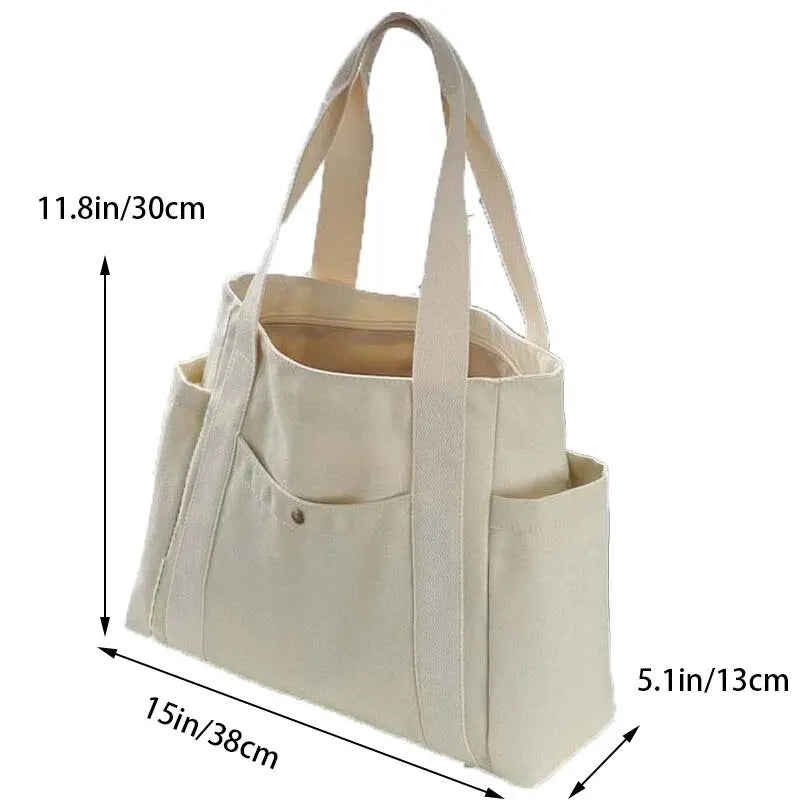 Large Capacity Multiple Outer Pocket Zipper Shoulder Bag