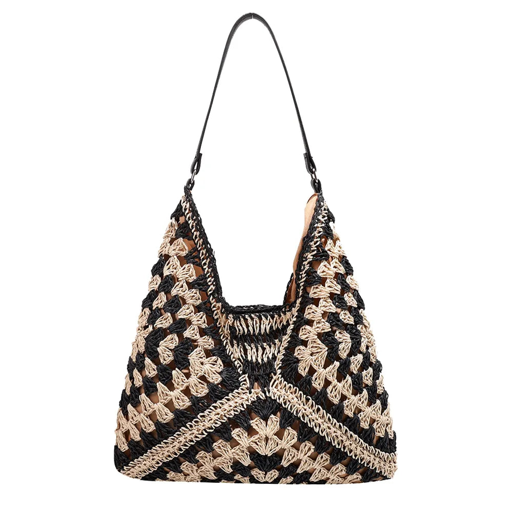 Hollow Straw Beach Bag Handmade Woven Shoulder Bag