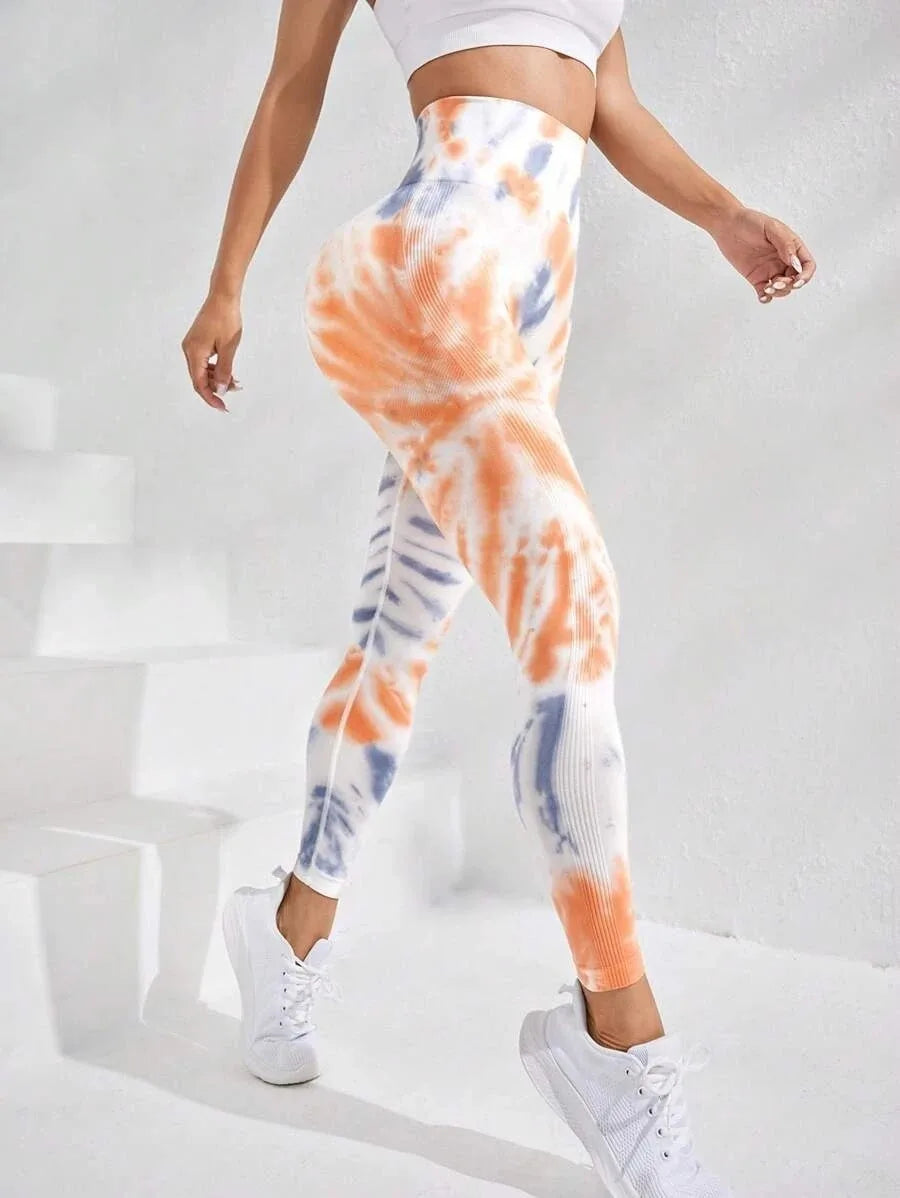 3D Print Tie Dye Sports Seamless  Leggings