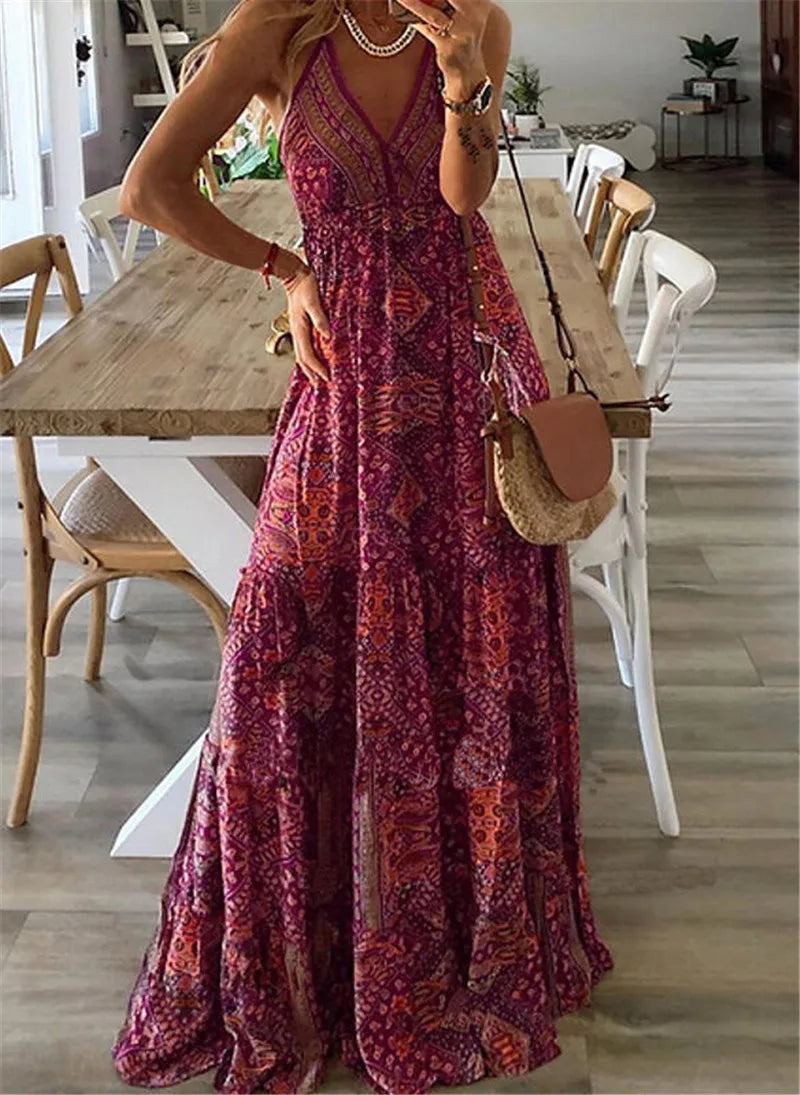 Boho Vintage Loose Maxi Dress