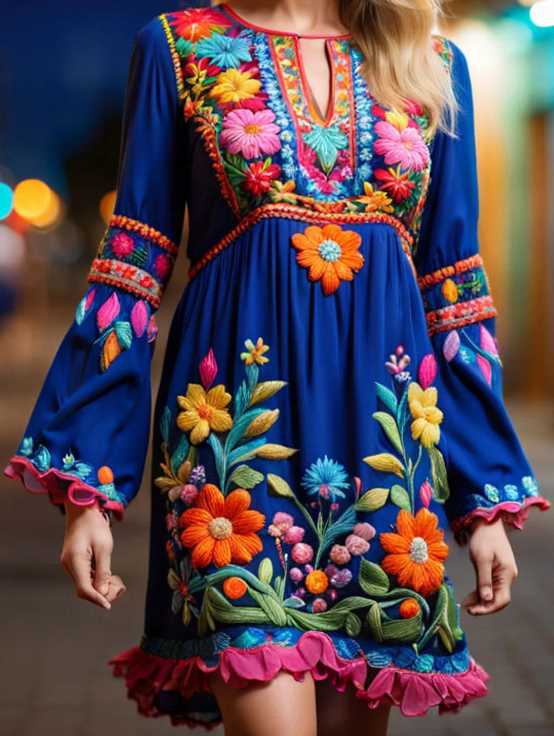 Autumn Boho Holiday Beach Mini Dress