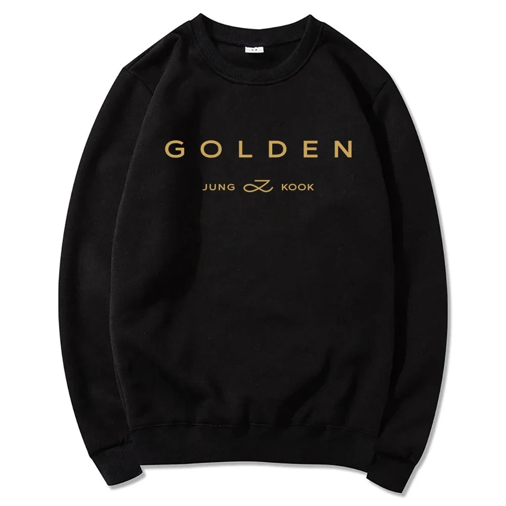 Letter Print Golden Pullovers Sweatshirts
