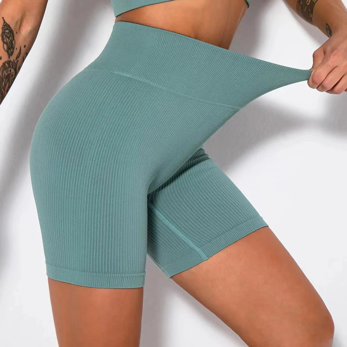 Seamless Knitted  High Waist Push Up Cycling Shorts