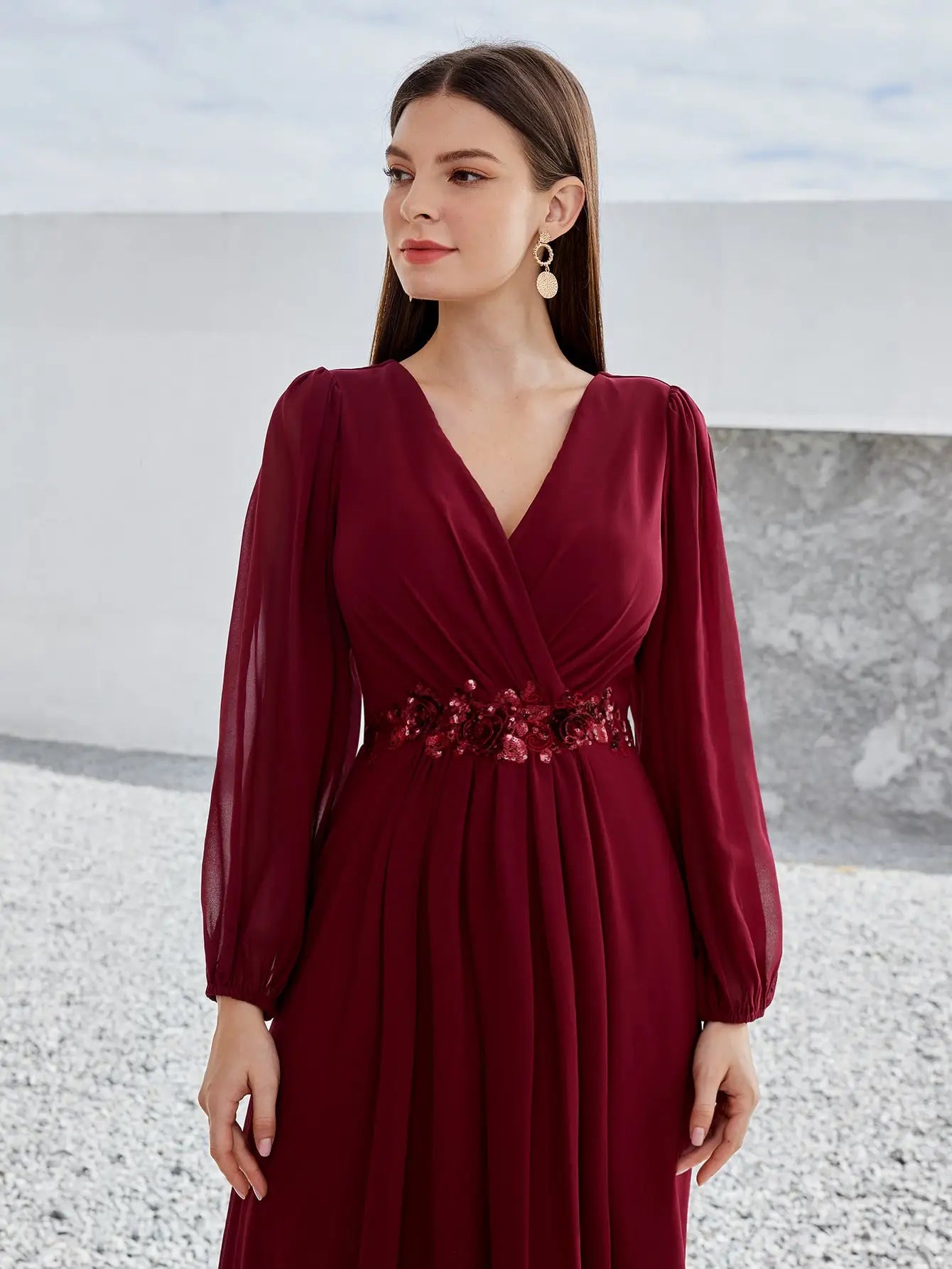 Extra long chiffon Evening gown