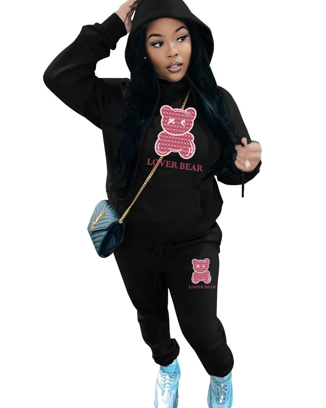 Lovely Bear Letter Print Kangaroo Pocket Tracksuit