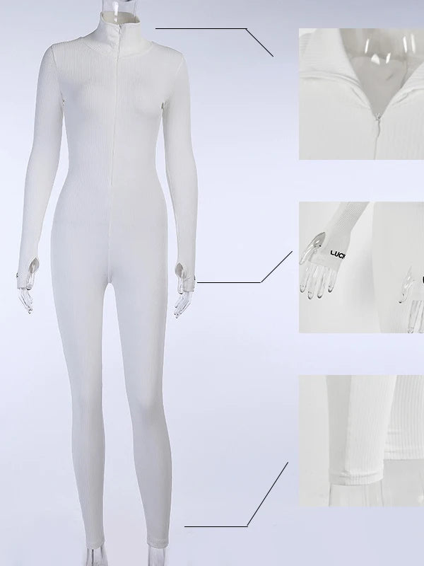 Ribbed Turtleneck Sport Jumpsuit