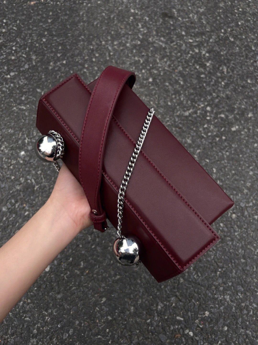 Genuine Leather Burgundy Bridal Wedding Bag