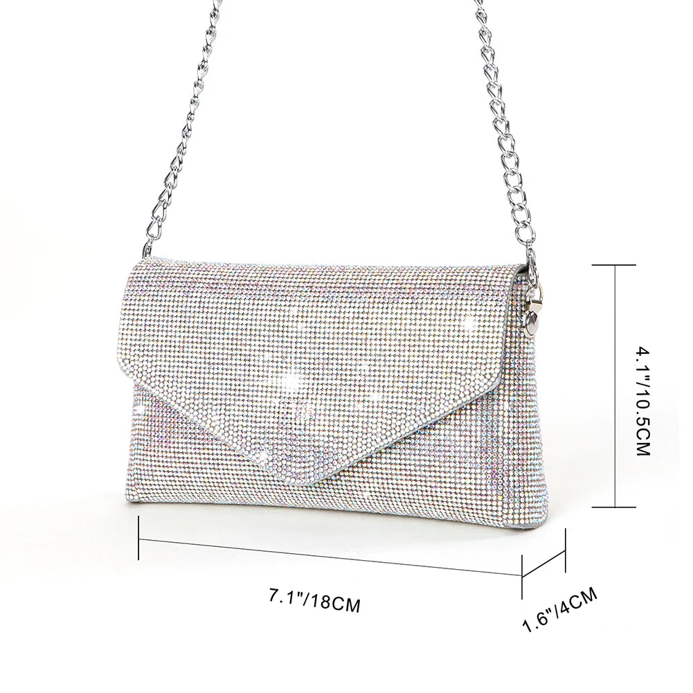 Rhinestone Women Shiny Evening Envelope Clutch Bag