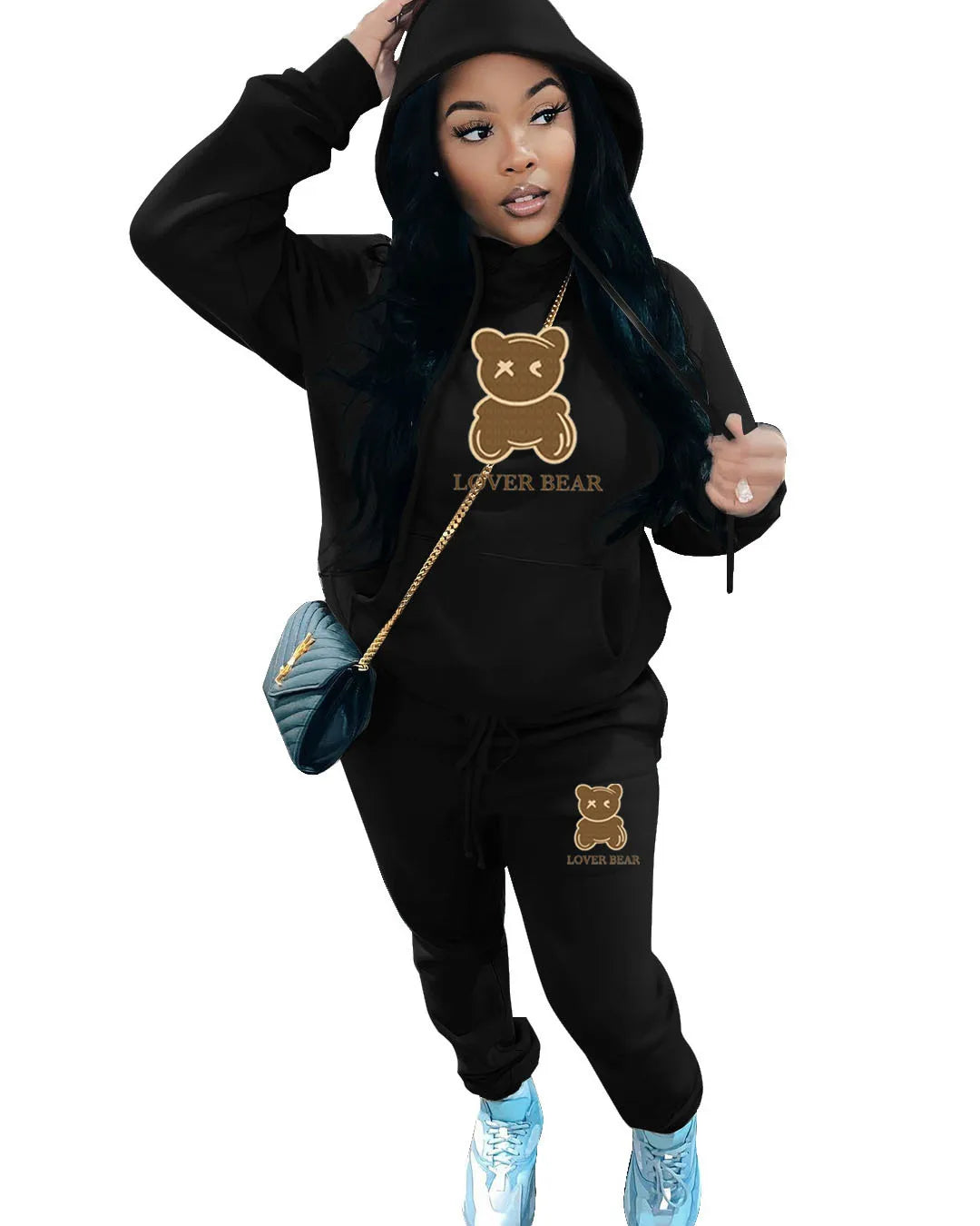 Lovely Bear Letter Print Kangaroo Pocket Tracksuit