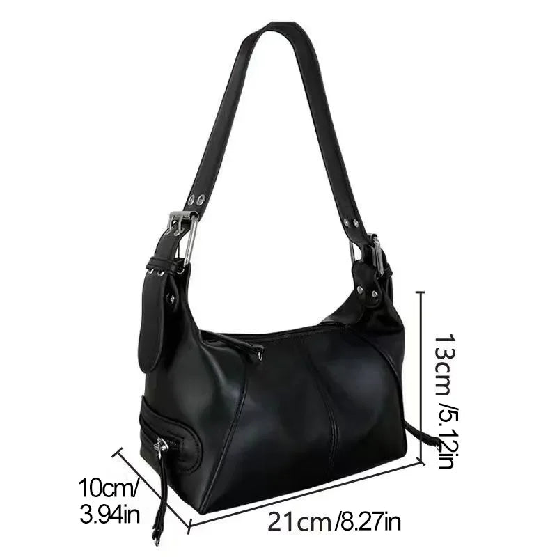 Trendy Motorcycle Handbag Minimalist Shoulder Purse For Girls Street Wear