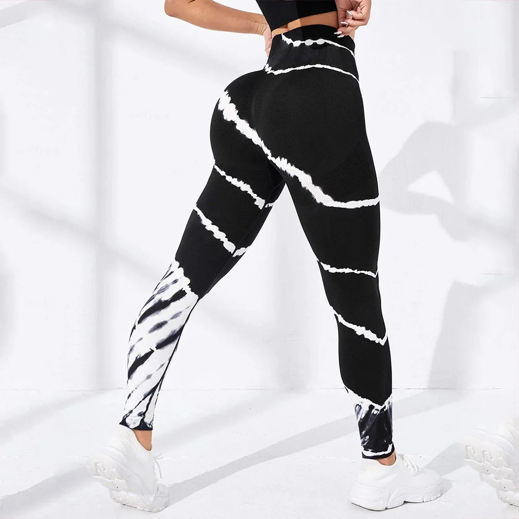 3D Print Tie Dye Sports Seamless  Leggings
