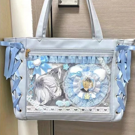 Japanese Style Blue Shoulder Bag
