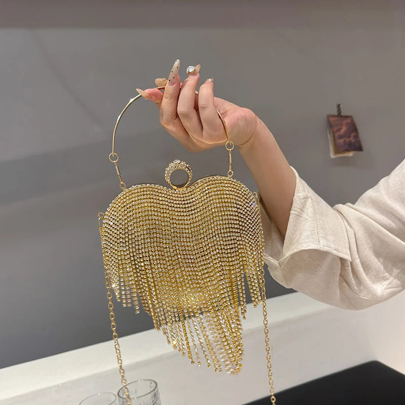 Partywear Handmade Diamond Heart Handbag
