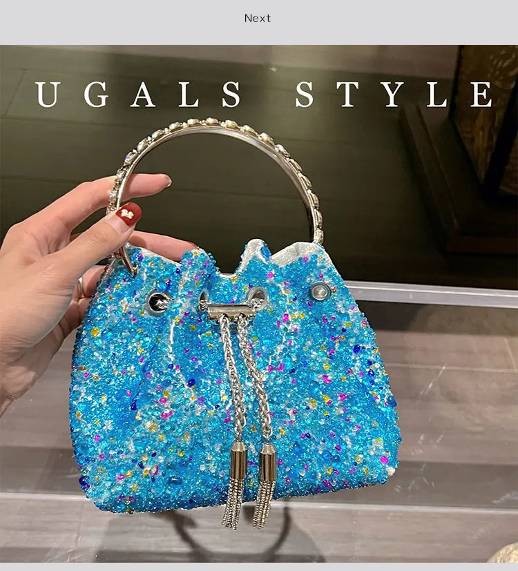 Luxury Designer Colorful Stones Evening Clutch Bag