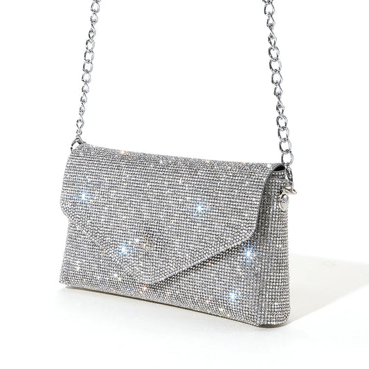 Rhinestone Women Shiny Evening Envelope Clutch Bag