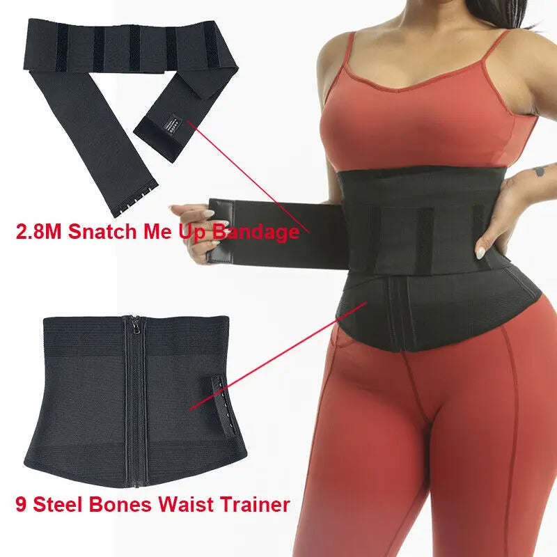 9 Steel Bones Waist Trainer Body Shaper