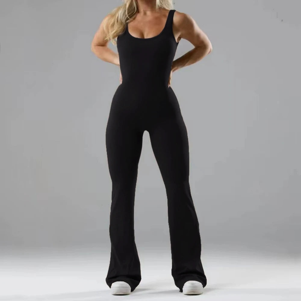 Hollow Out Beauty Back Women Wide-leg Peach Butt Jumpsuits