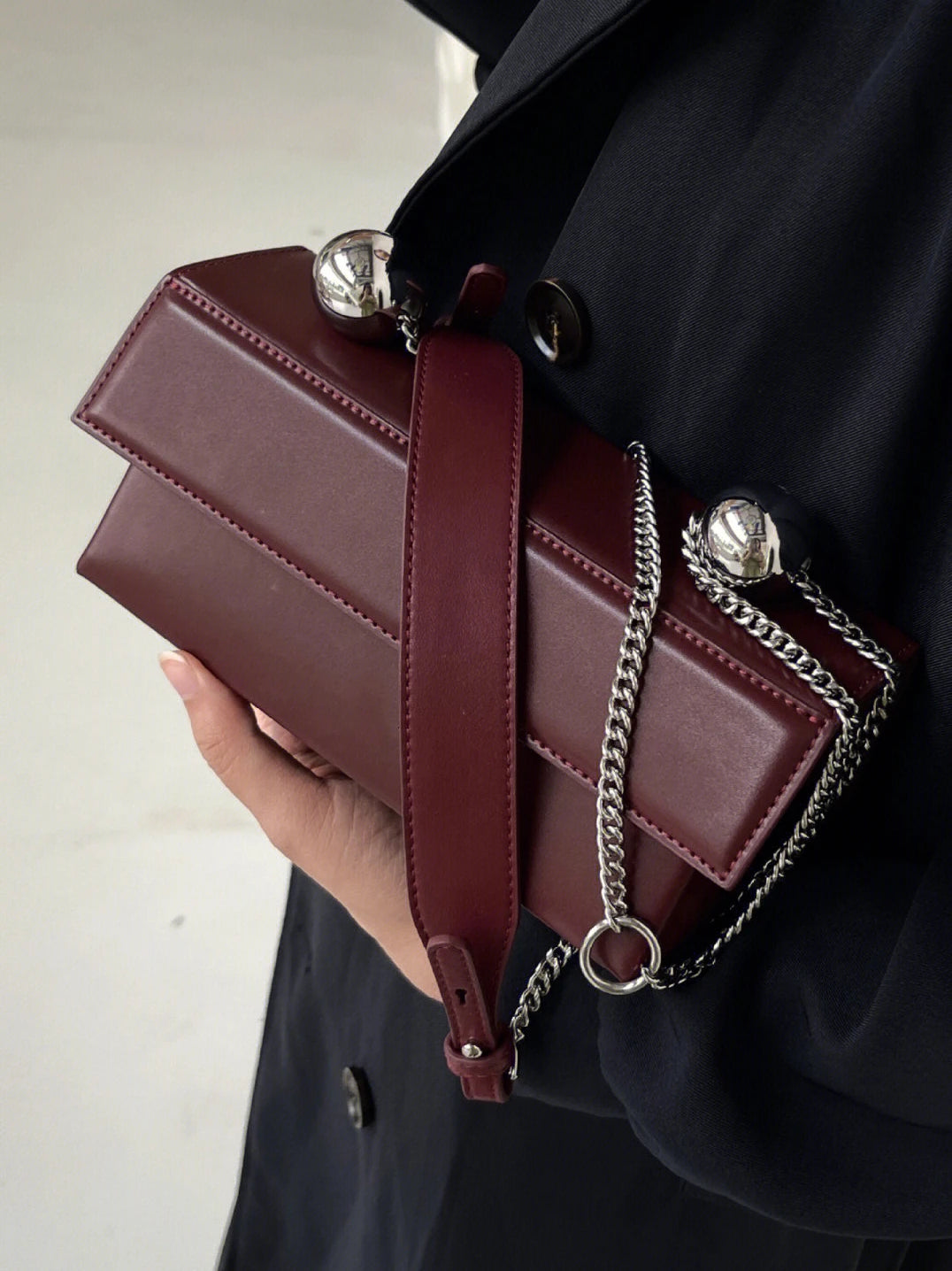 Genuine Leather Burgundy Bridal Wedding Bag