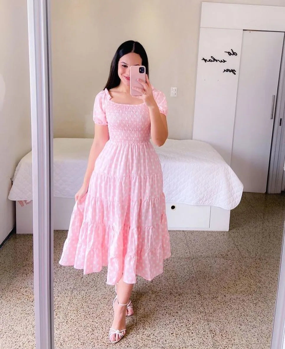 Off Shoulder Flower Print Midi Dress