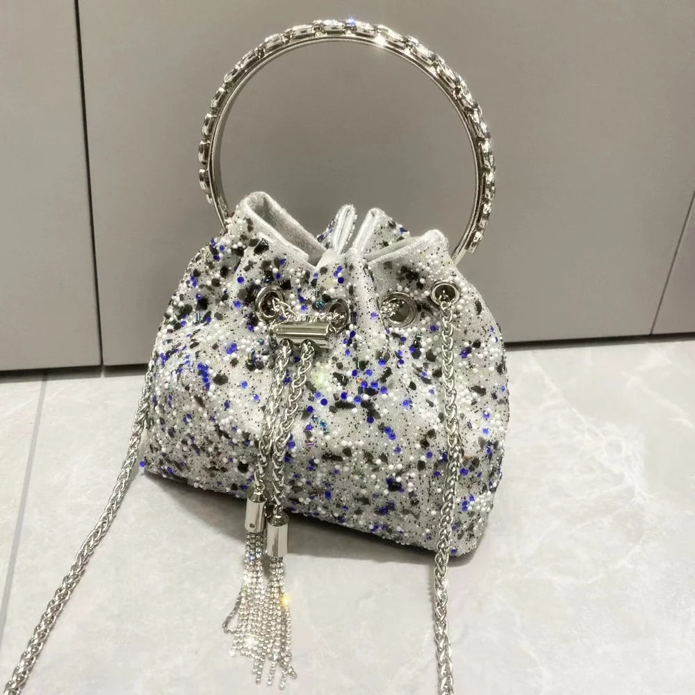 Luxury Designer Colorful Stones Evening Clutch Bag