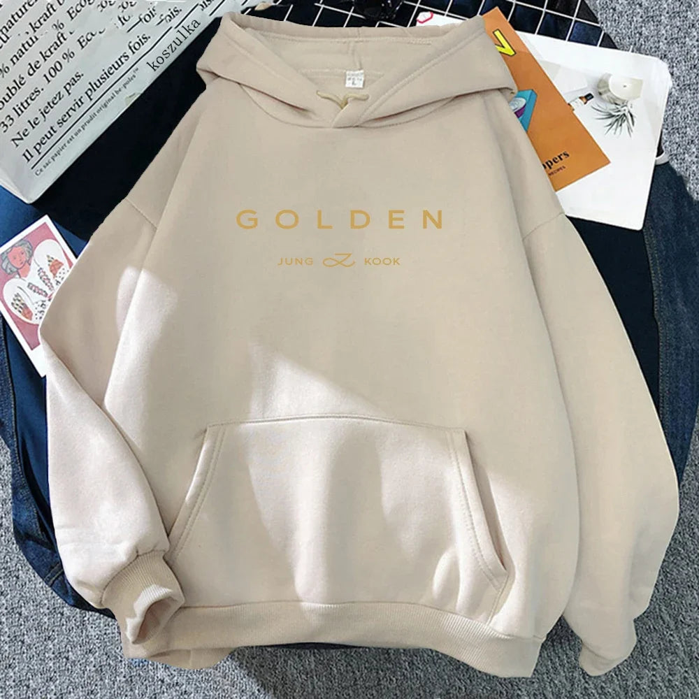 Letter Print Golden Pullovers Sweatshirts