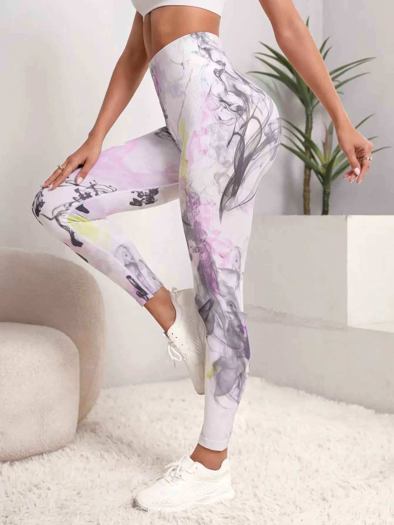 3D Print Tie Dye Sports Seamless  Leggings