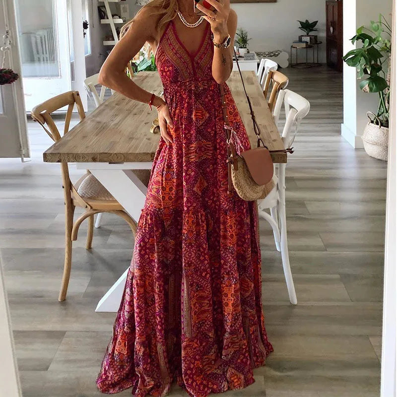 Boho Vintage Loose Maxi Dress