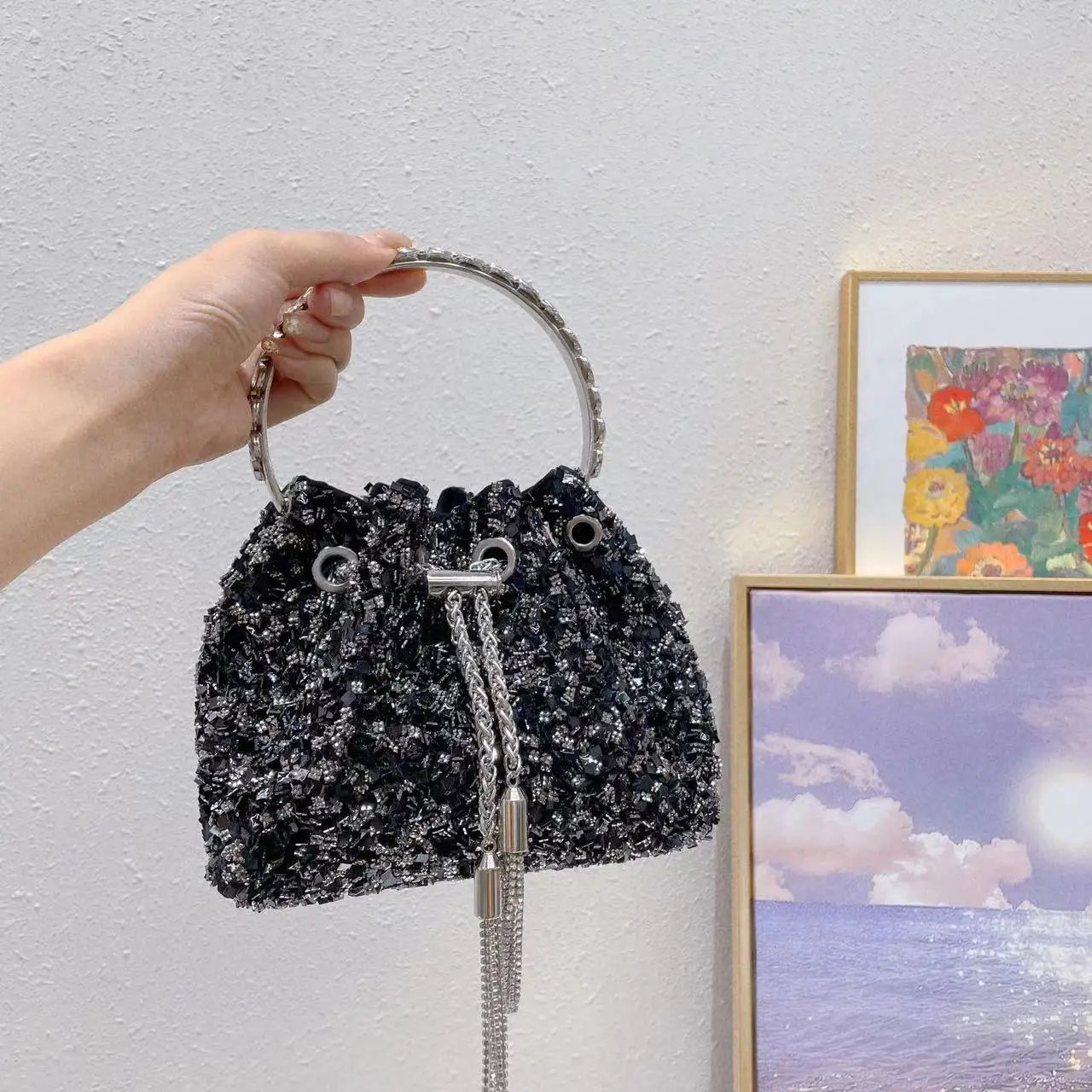 Luxury Designer Colorful Stones Evening Clutch Bag