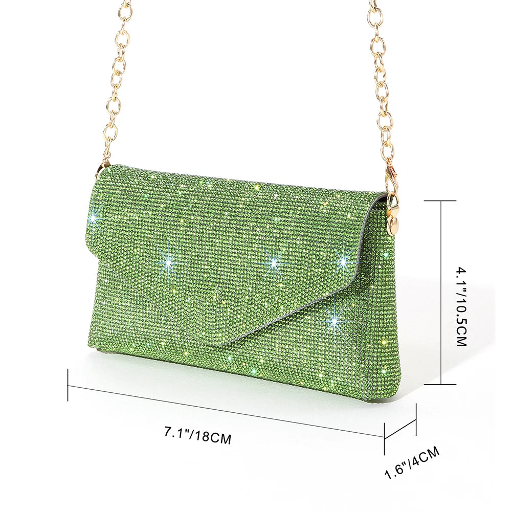 Rhinestone Women Shiny Evening Envelope Clutch Bag