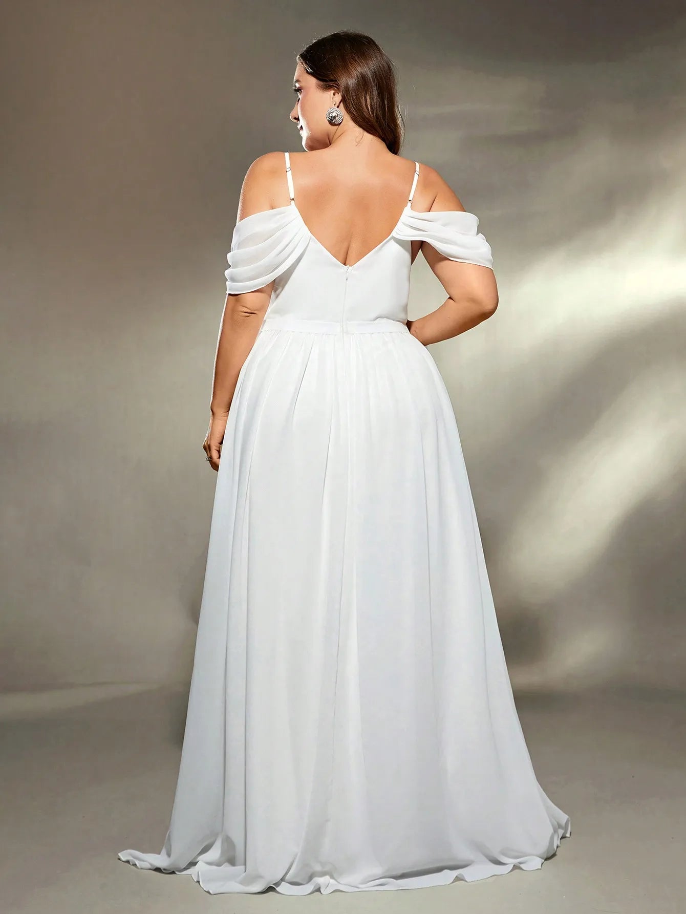 Drop sleeves cross chiffon Evening gown