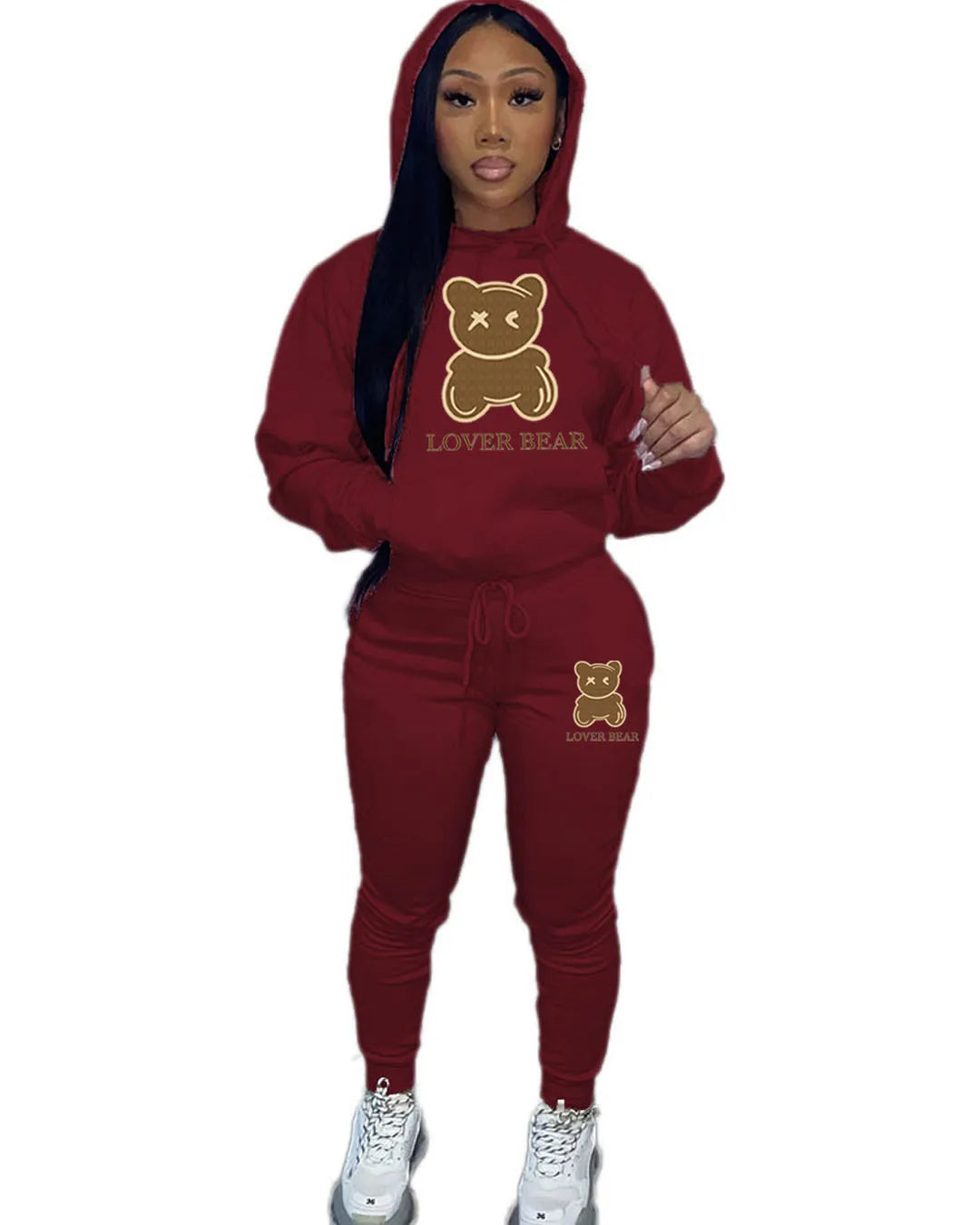 Lovely Bear Letter Print Kangaroo Pocket Tracksuit