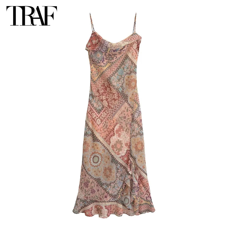 Ruffle Slip Backless Beach Dress