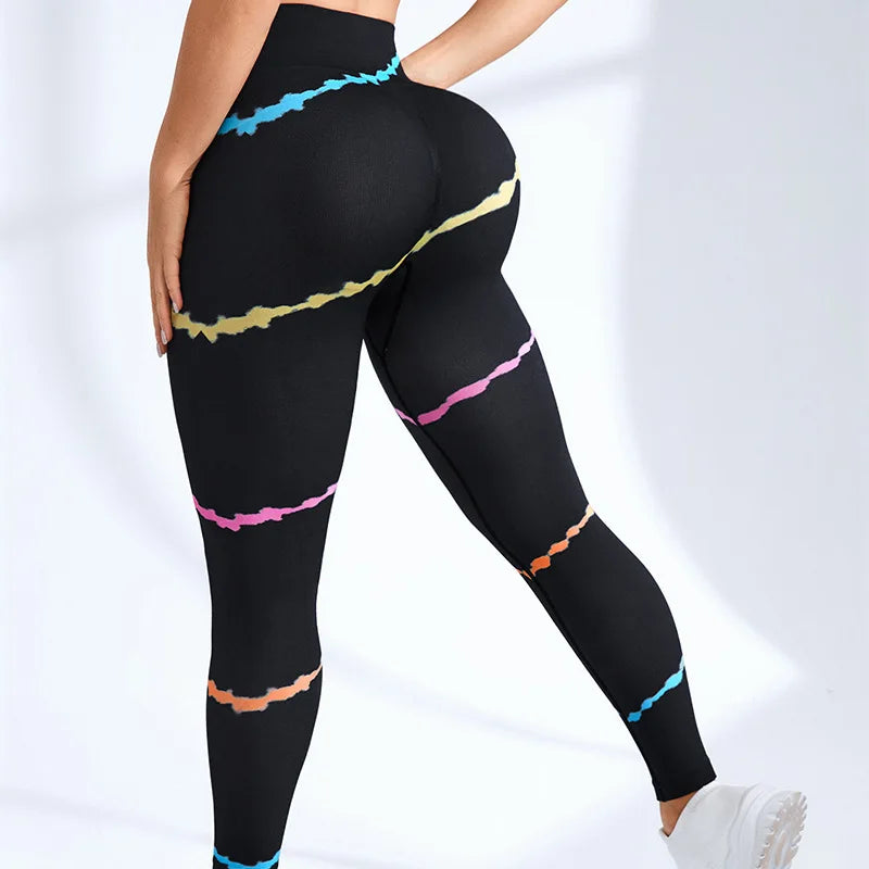 3D Print Tie Dye Sports Seamless  Leggings