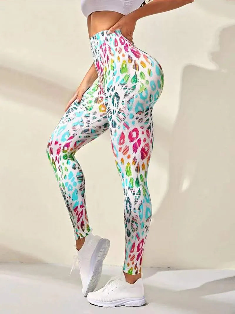 3D Print Tie Dye Sports Seamless  Leggings